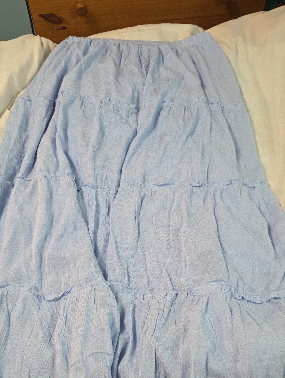 Light Blue Tiered Maxi Skirt - Women's